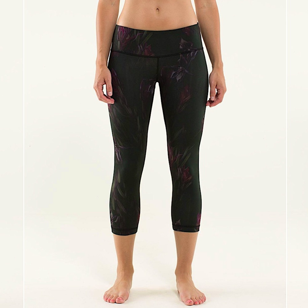 Yoga Pilates Pants Lululemon Wunder Under Crop Midnight Iris Multi / Black